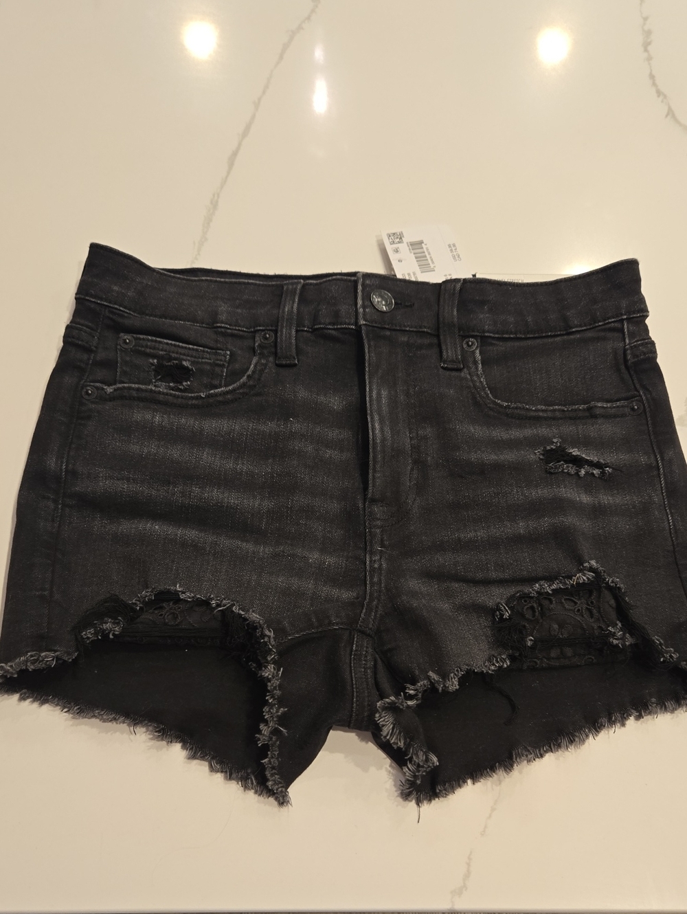 NWT American Eagle Black Distressed Women's Denim Shorts